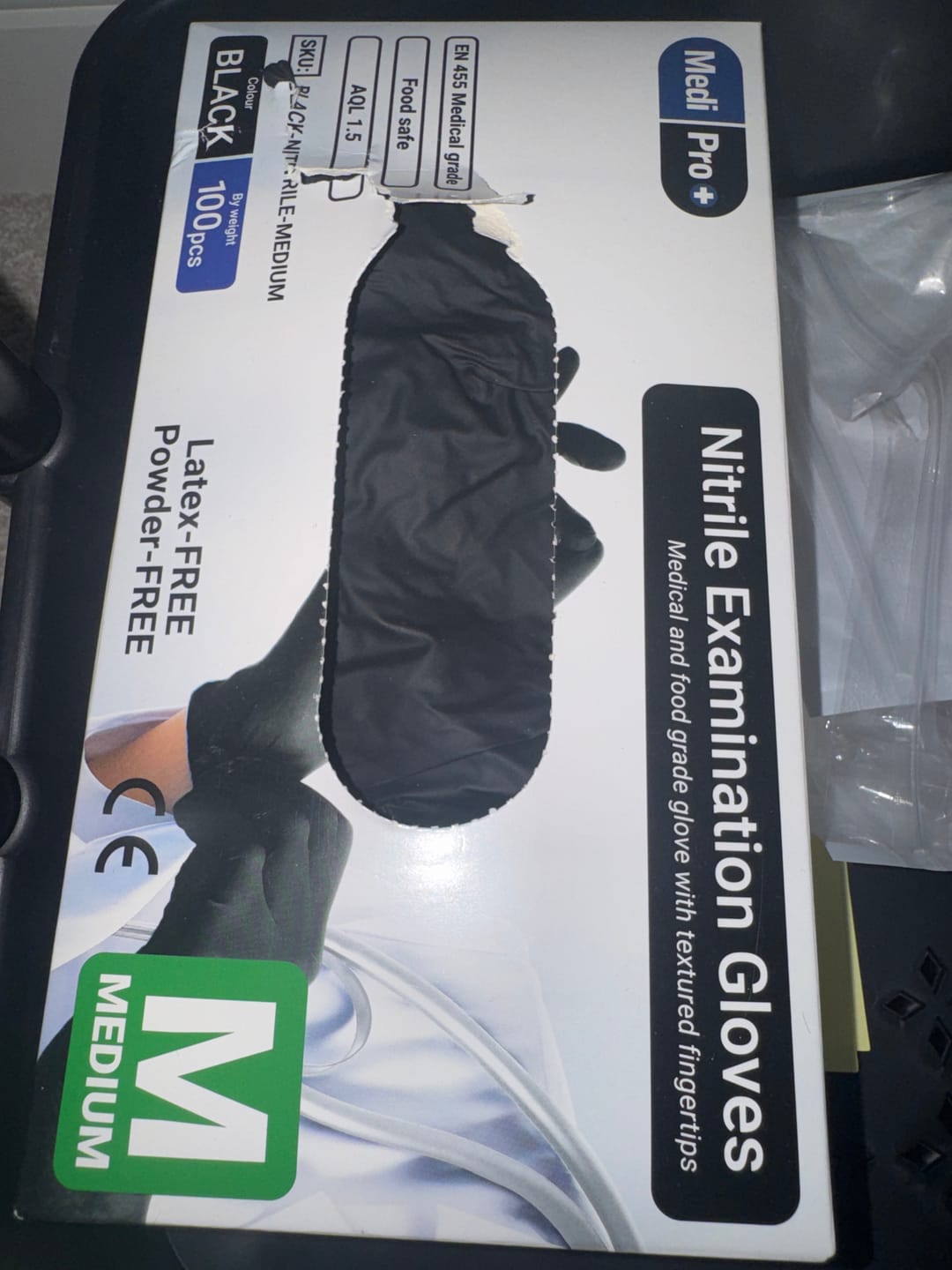 Customer photo review of Black Nitrile Gloves - Box of 100 - Medium