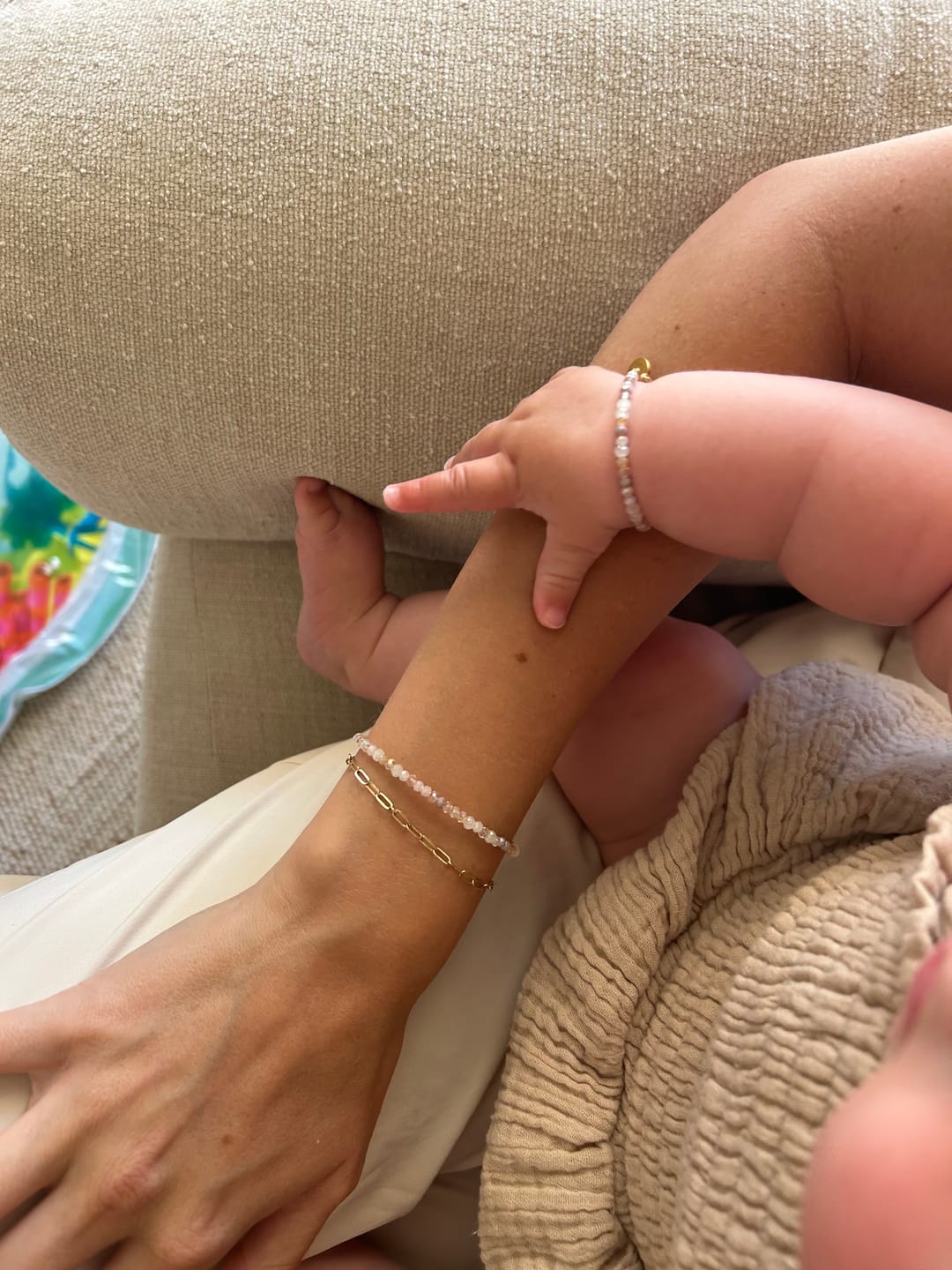 Customer photo review of Pink Sand Mom + Mini Bracelet Set (3MM Beads)
