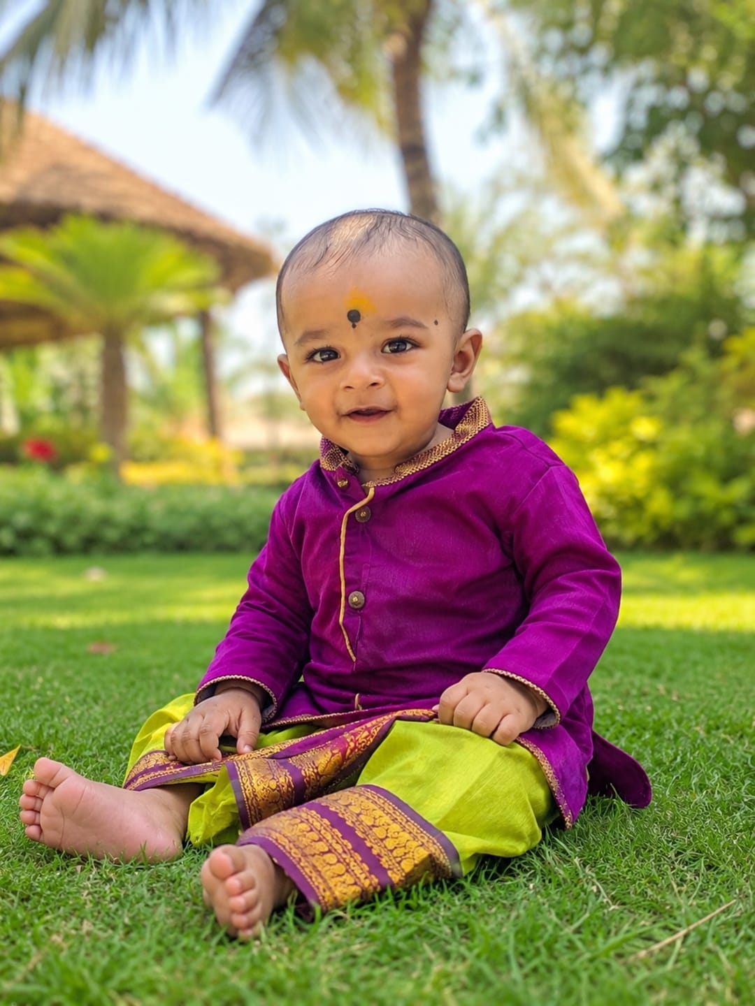 Customer photo review of Green and wine kurta dhoti baby boy ethnic wear
