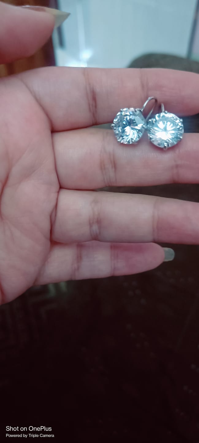 Customer photo review of 12 mm Round Silver Earrings For Women