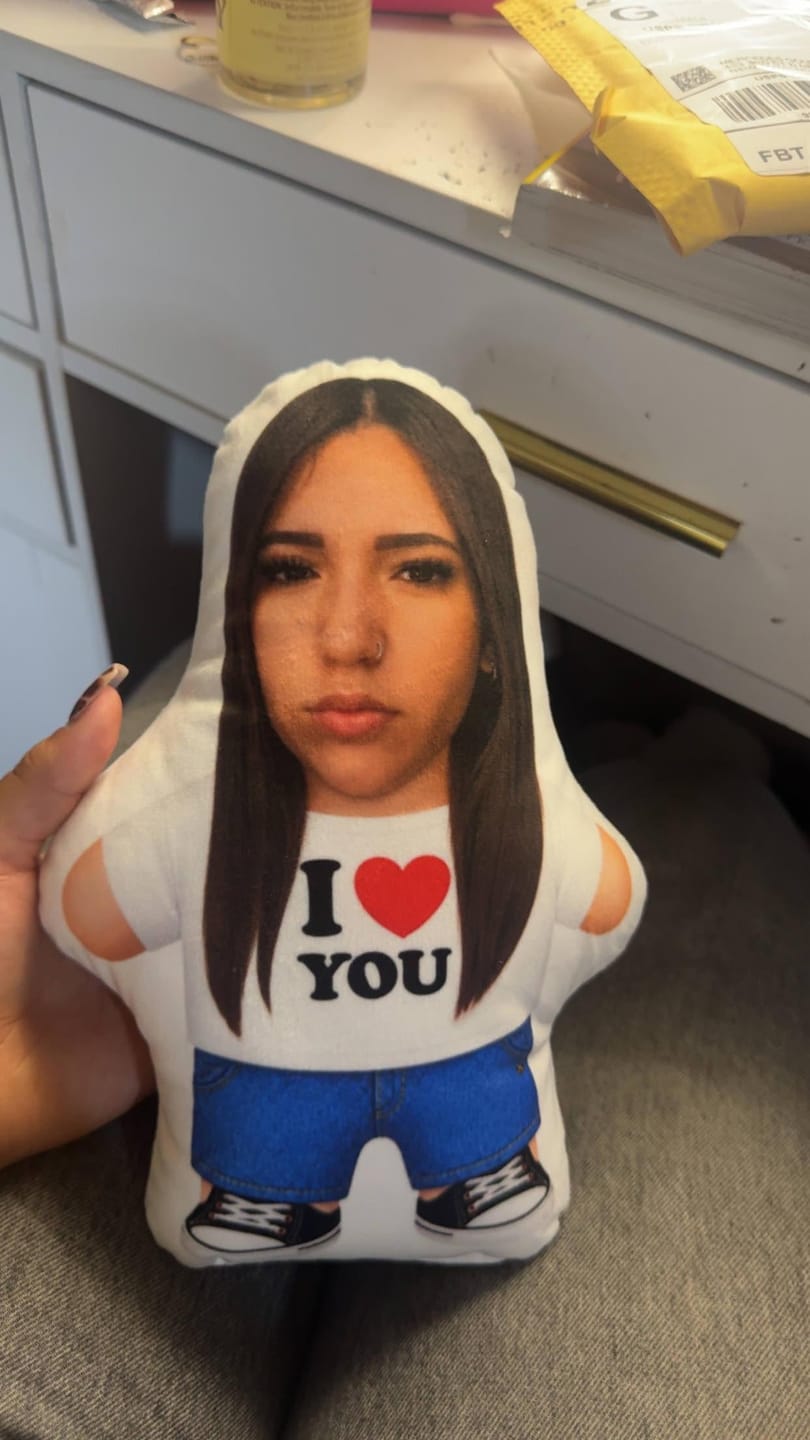 Customer photo review of I Love You Photo Pillow