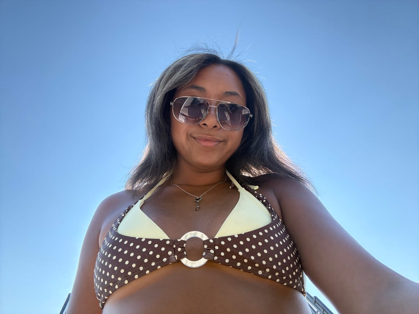 Customer photo review of Seamolly Contrast Color Polka Dot Print O Ring Double Layer Bikini Set