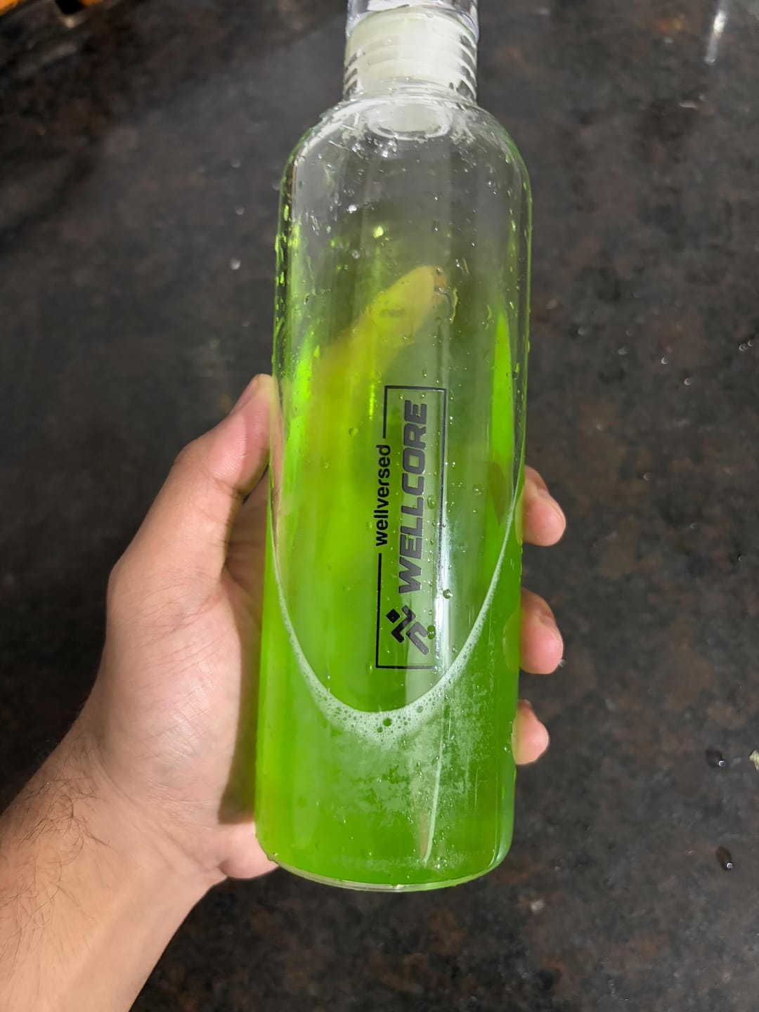 Customer photo review of Wellcore - Micronised Creatine Monohydrate (83 Servings, Kiwi Kick) + Premium Glass Bottle