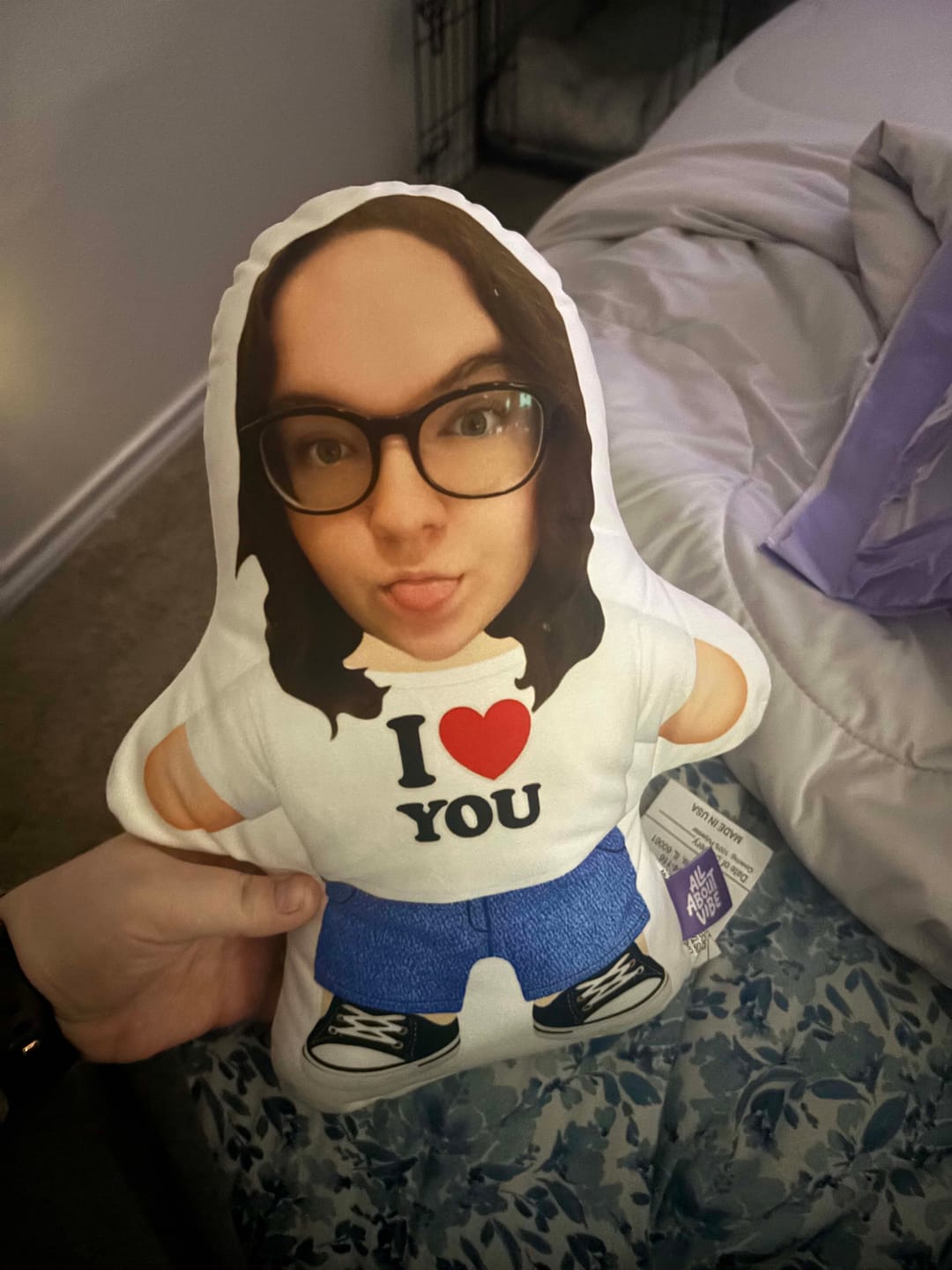 Customer photo review of I Love You Photo Pillow