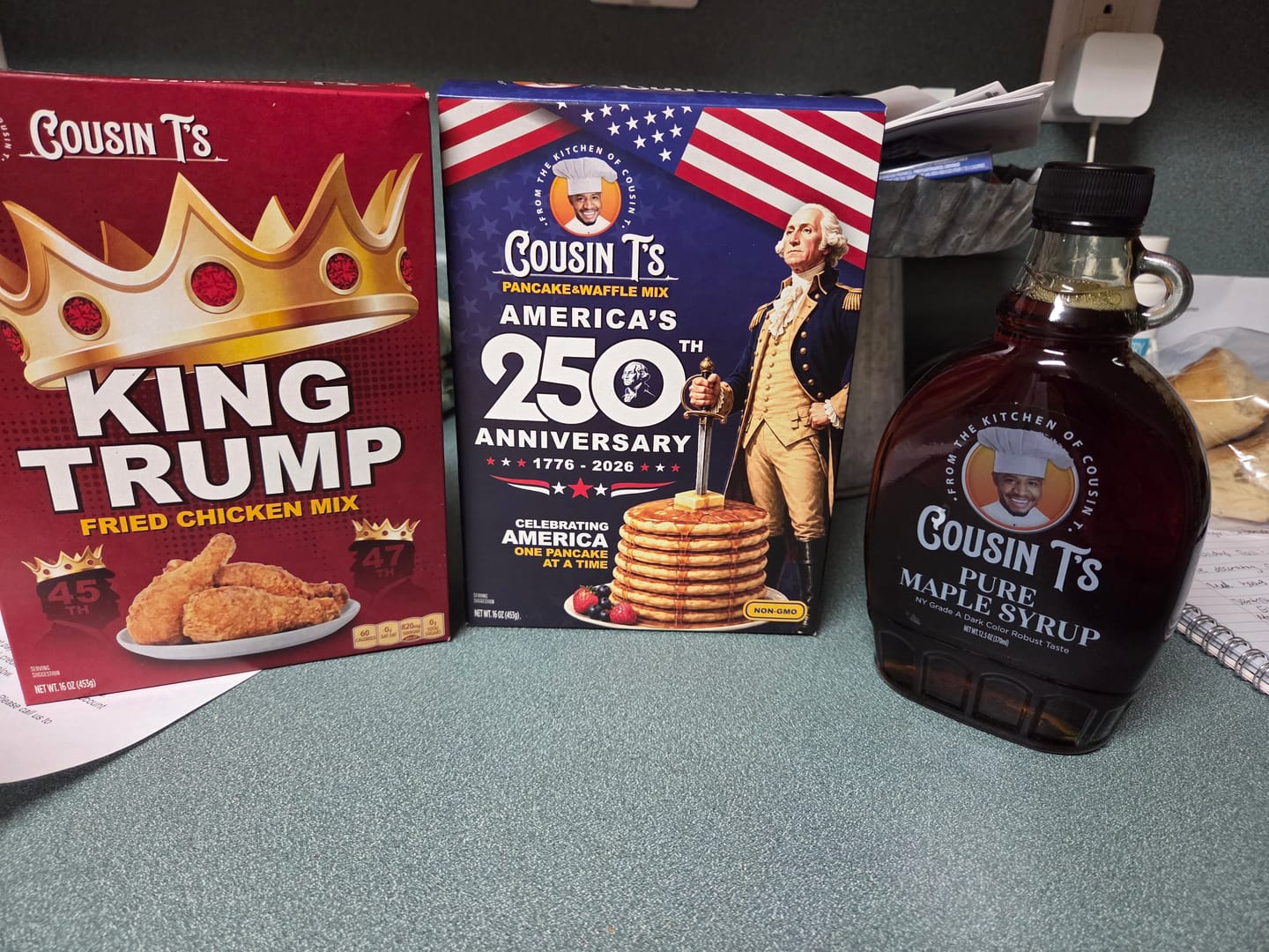 Customer photo review of Cousin T's 250th Anniversary Pancake & Syrup Bundle