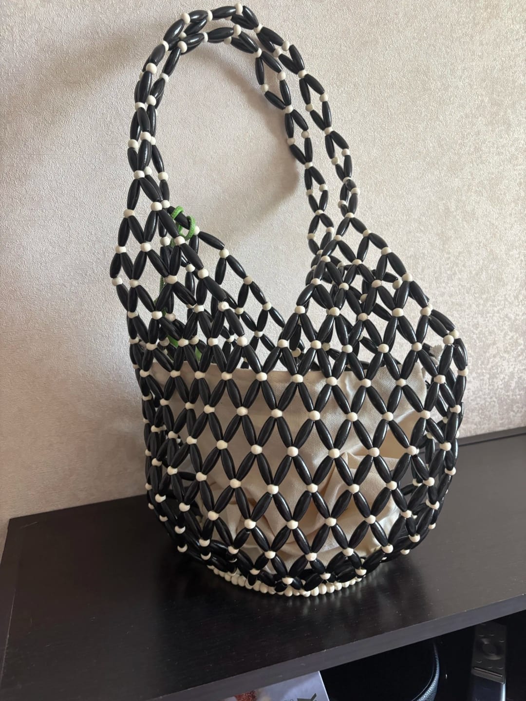 Customer photo review of Margot Woven Beaded Tote Bag