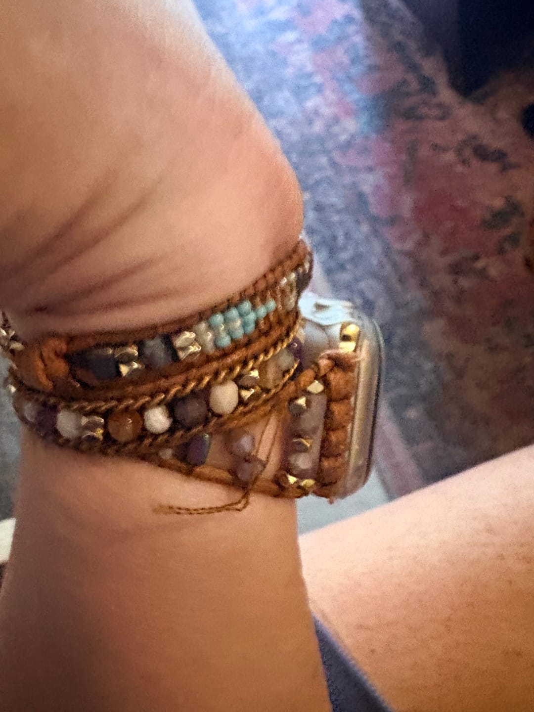 Customer photo review of Natural Turquoise Howlite Apple Watch Band