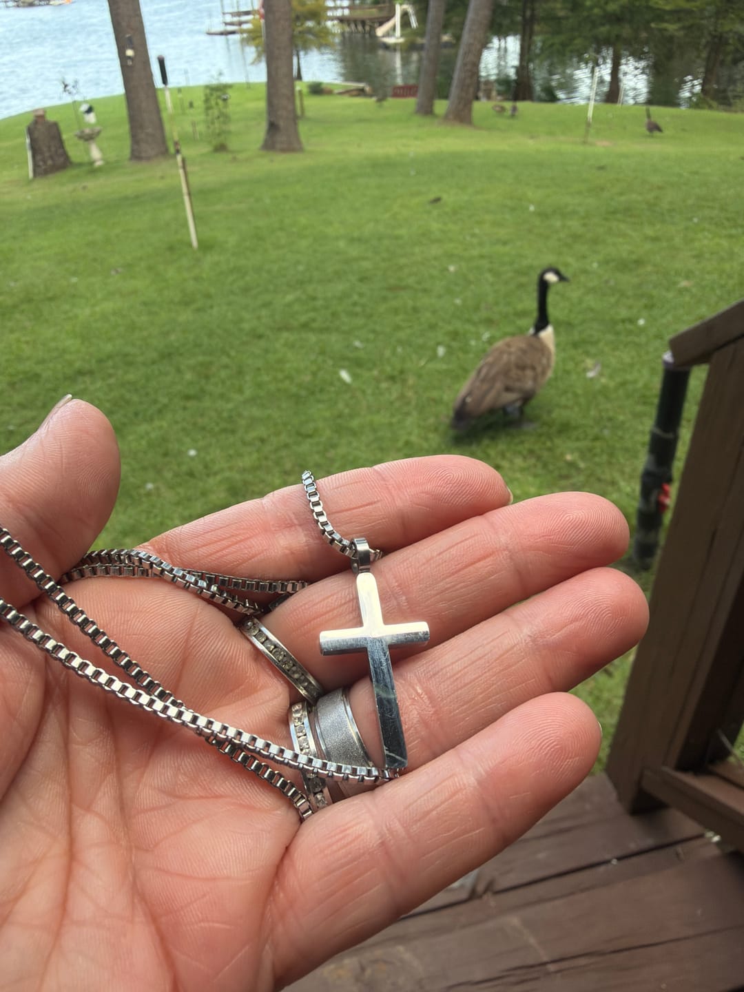 Customer photo review of Classic Cross & Box Chain