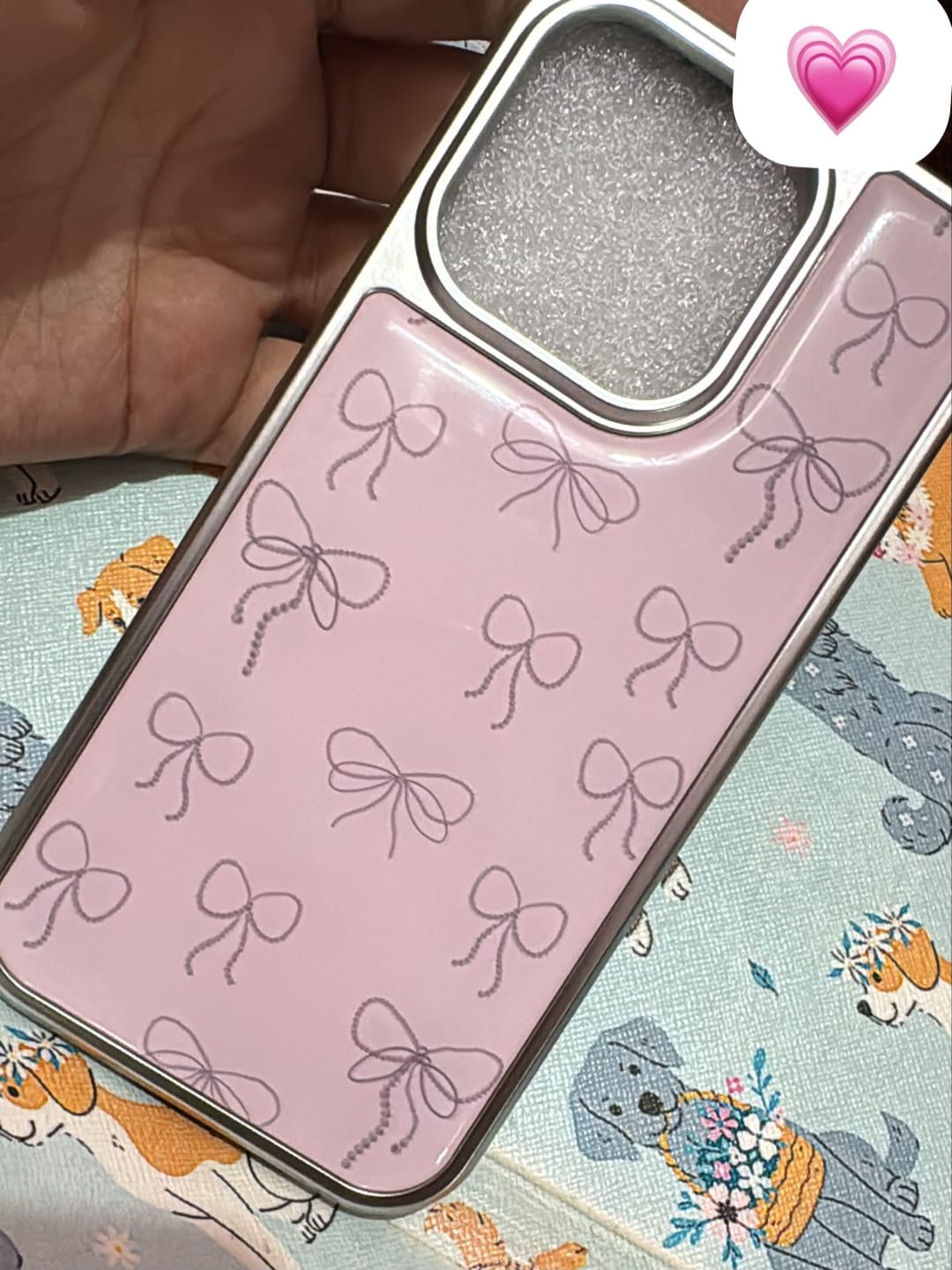 Customer photo review of Cute Pink Bow High Quality Silver Bumper Pre-Order iPhone Case
