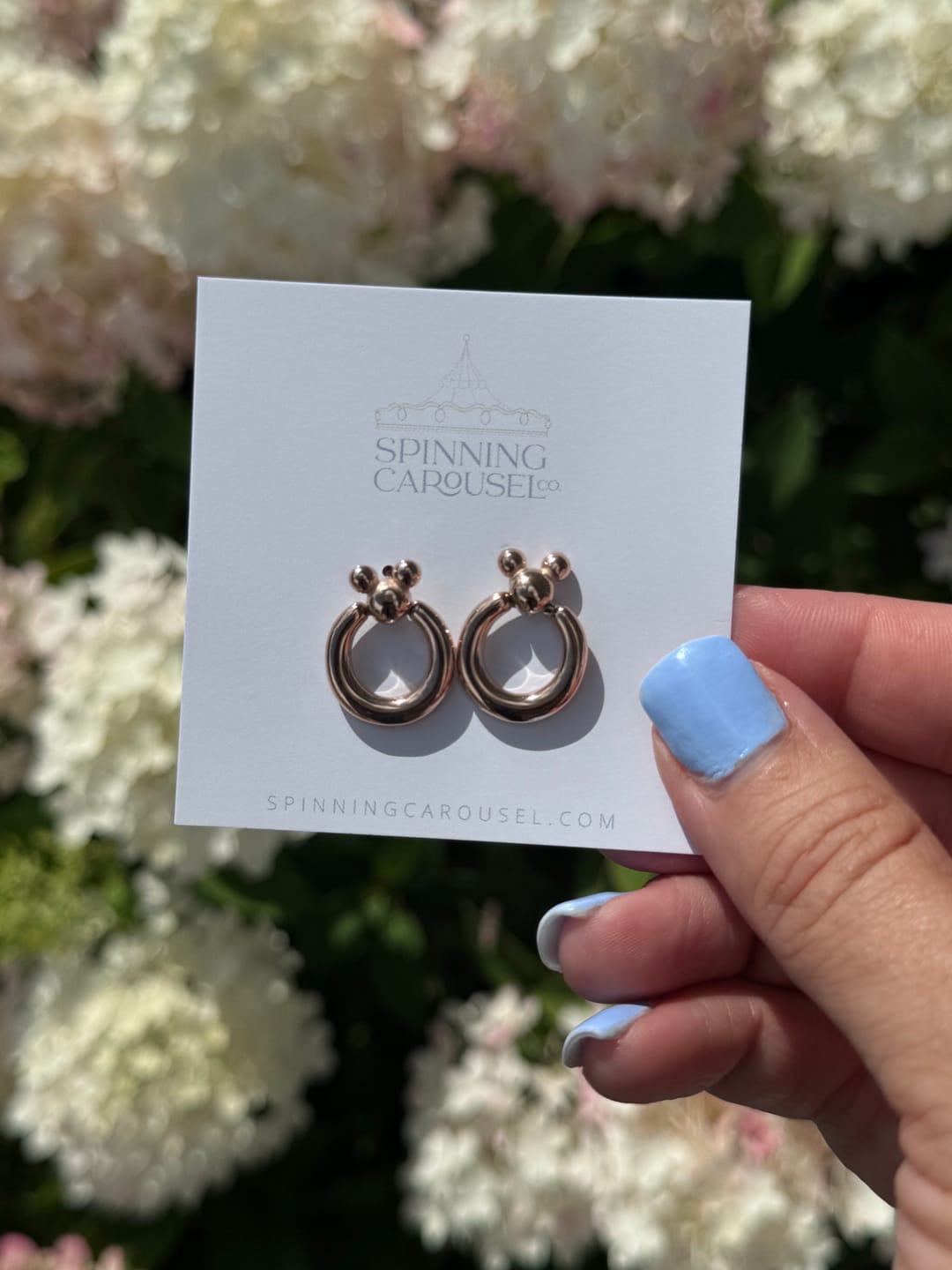 Customer photo review of Mini Leader of the Club Earrings