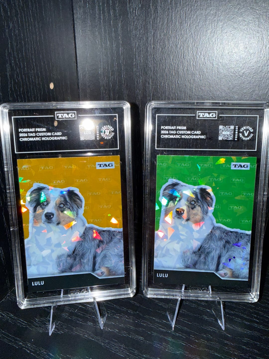 Customer photo review of TAG Custom Card | Pet Portrait Prism