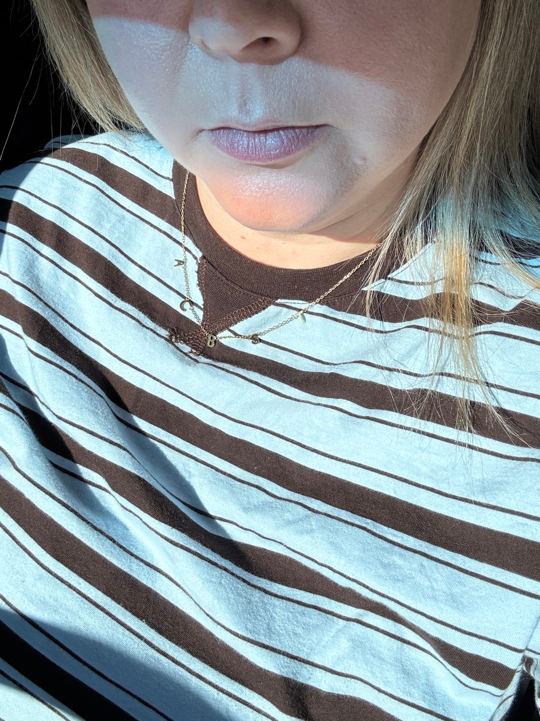 Customer photo review of The Original A-Z Initial Letter Necklace Gold