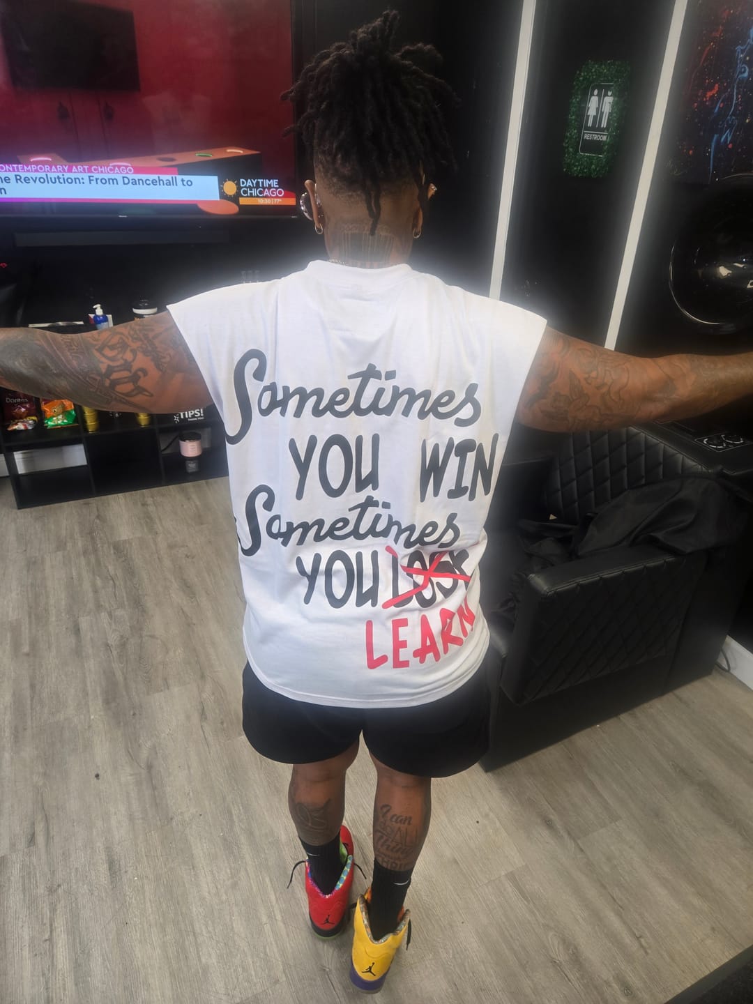 Customer photo review of SOMETIMES YOU WIN. SOMETIMES YOU LEARN. CUT OFF TEE