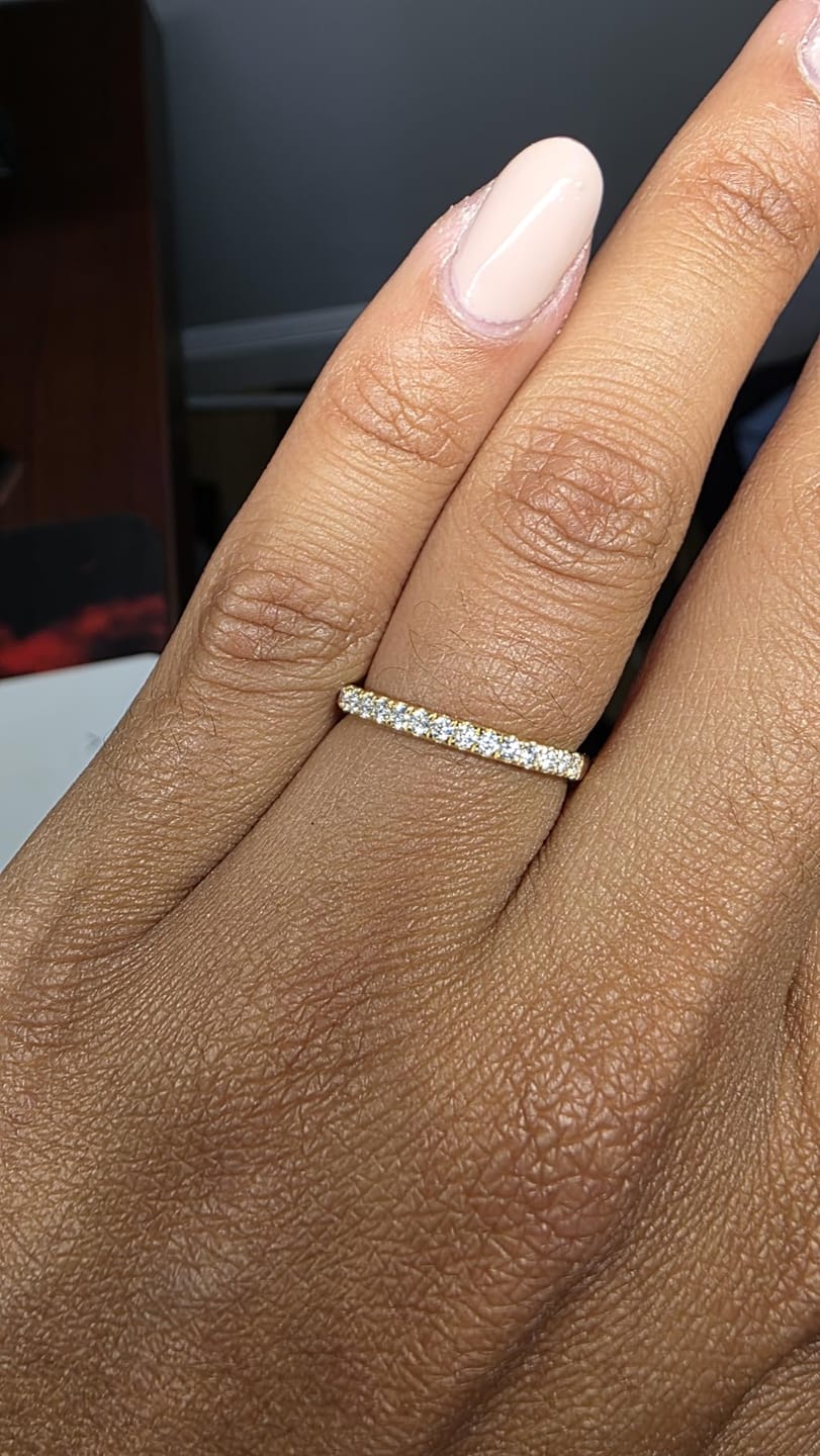 Customer photo review of Rodiffy Moissanite 0.5 Ct Round Cut Yellow Gold Anniversary Ring