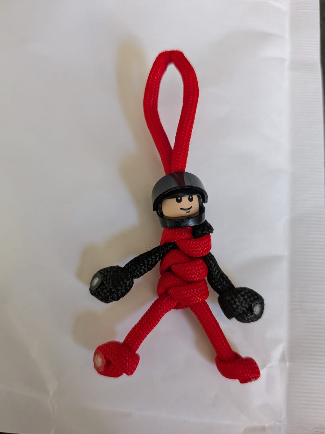 Customer photo review of Black Red Biker Buddy Paracord Keychain