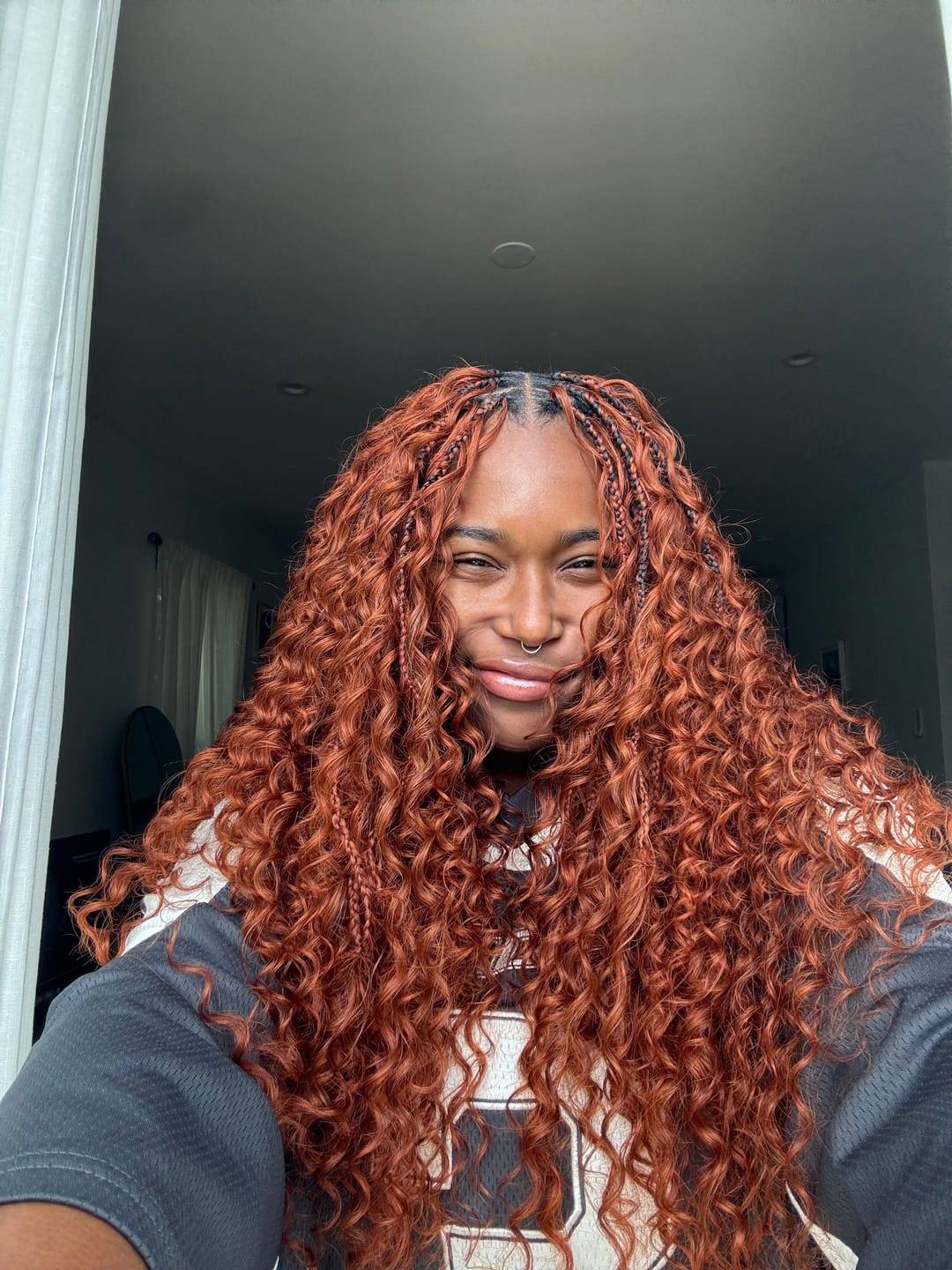 Customer photo review of Copper Color Deep Wave Bulk Hair Extensions for Braiding