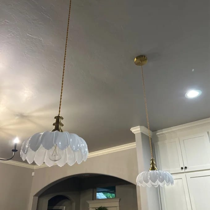 Customer photo review of Lotus Dome Glass Flower Pendant Light