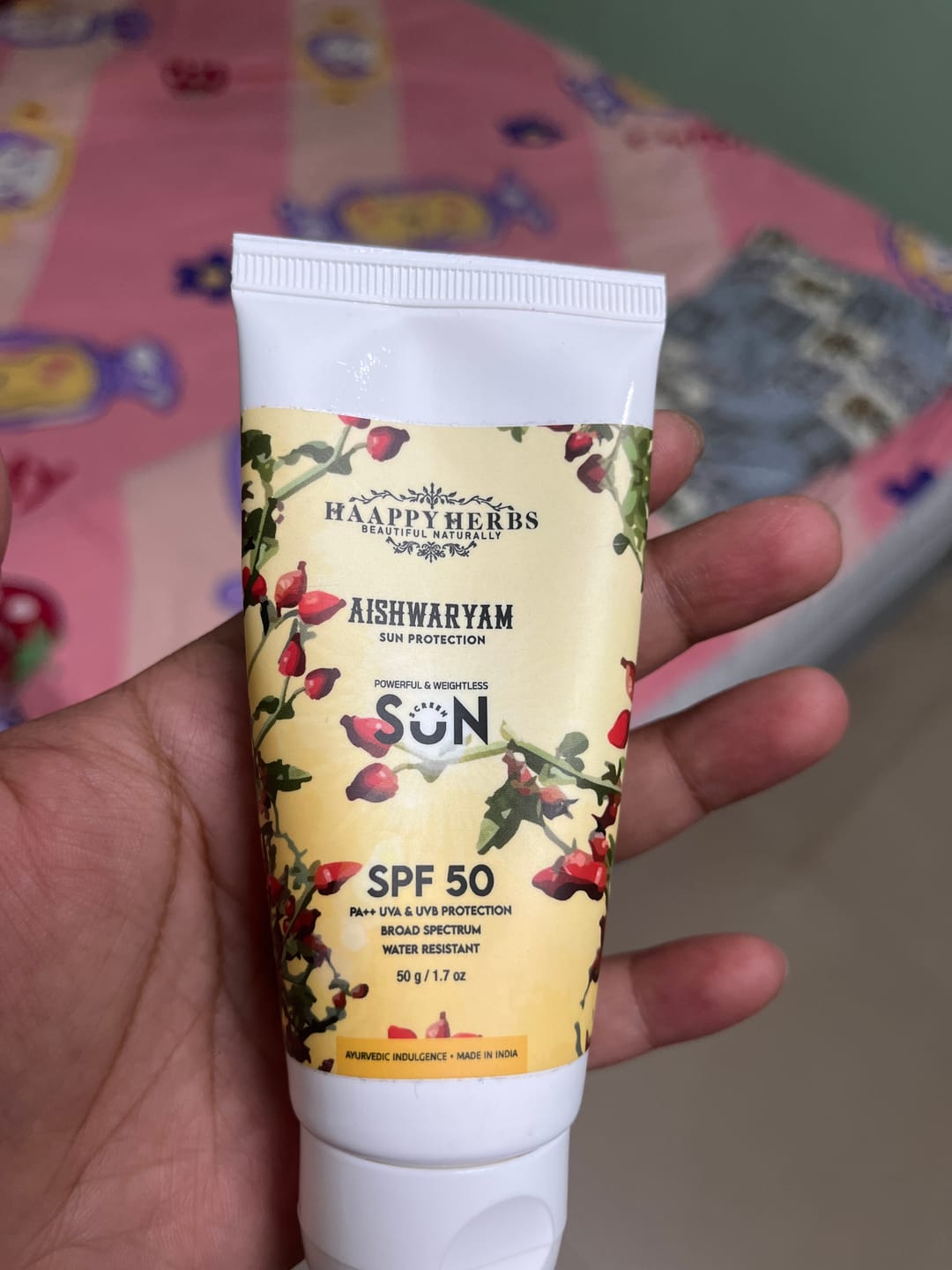 Customer photo review of Aishwaryam SPF50 Powerful,weightless & Moisturizing Sunscreen , Pa++,uva& Uvb Protection