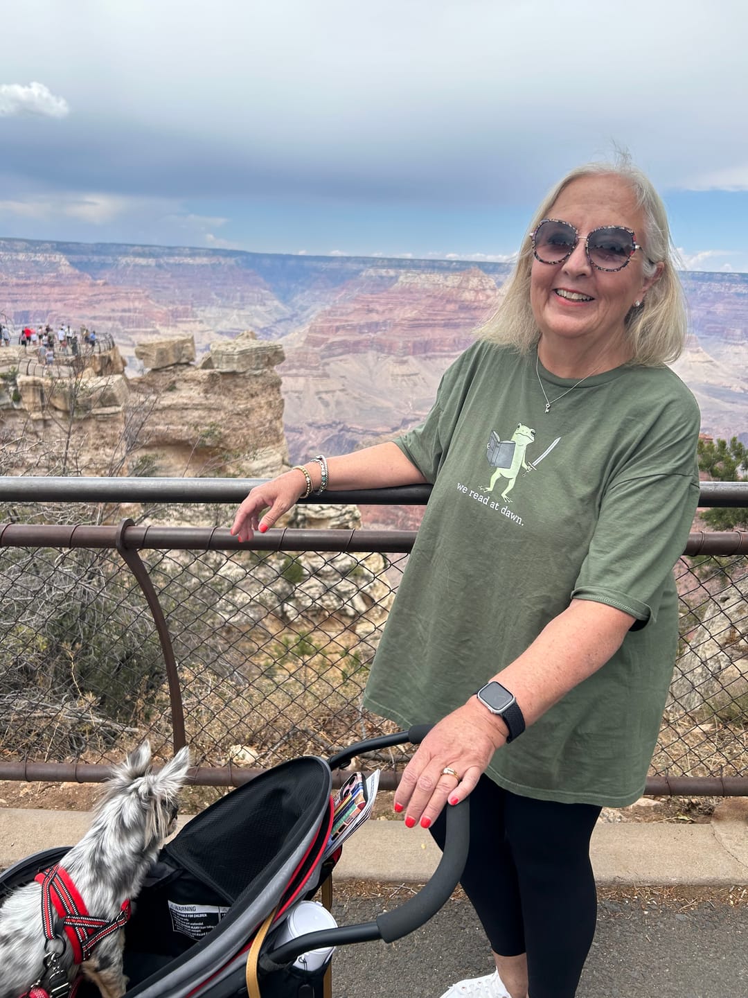 Customer photo review of We Read At Dawn Frog Unisex T-Shirt, Funny Book Lover Shirt