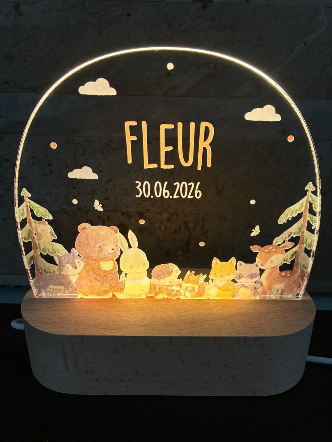 Customer photo review of Veilleuse enfant personnalisée – Amis de la forêt
