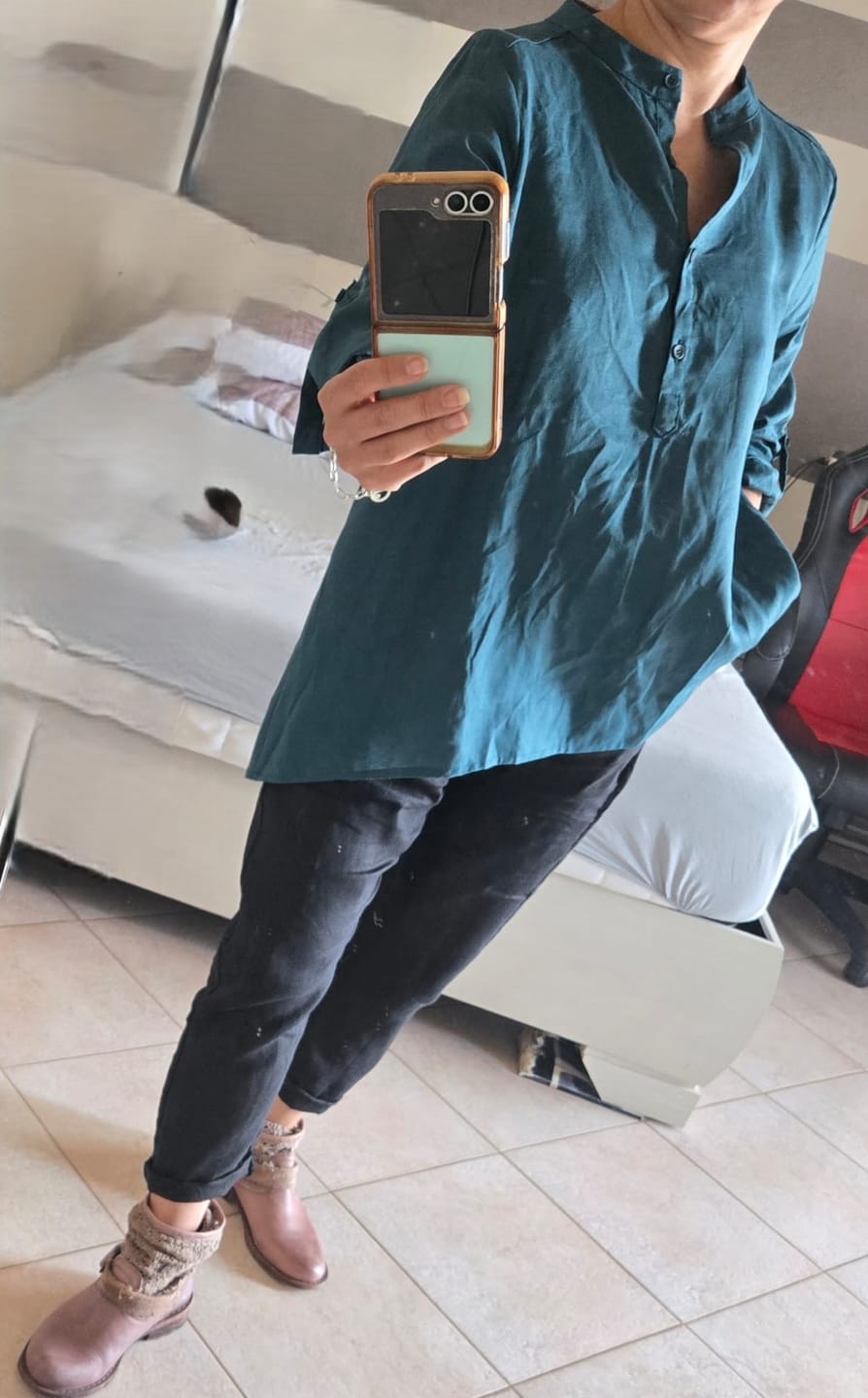 Customer photo review of Relaxed fit White Summer Linen Shirt