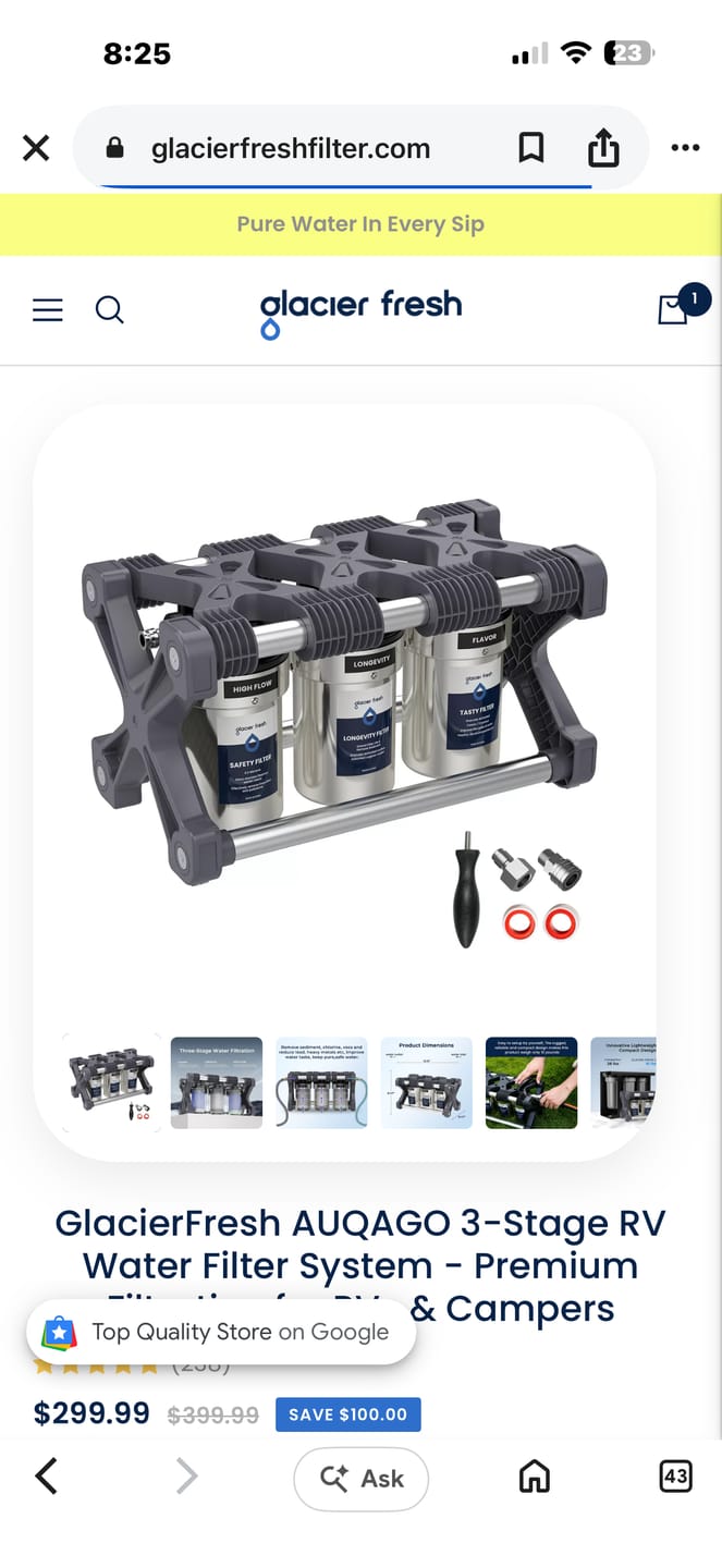Customer photo review of GlacierFresh AUQAGO 3-Stage RV Water Filter System - Premium Filtration for RVs & Campers