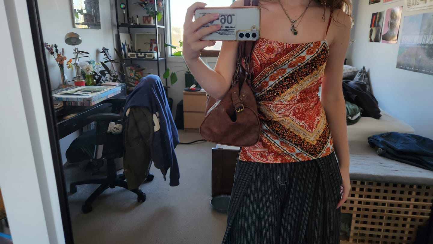 Customer photo review of Aelfric Eden Pinstripe Baggy Barrel Jeans