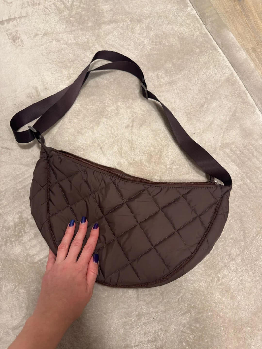 Customer photo review of Half Moon Nylon Crossbody Bag