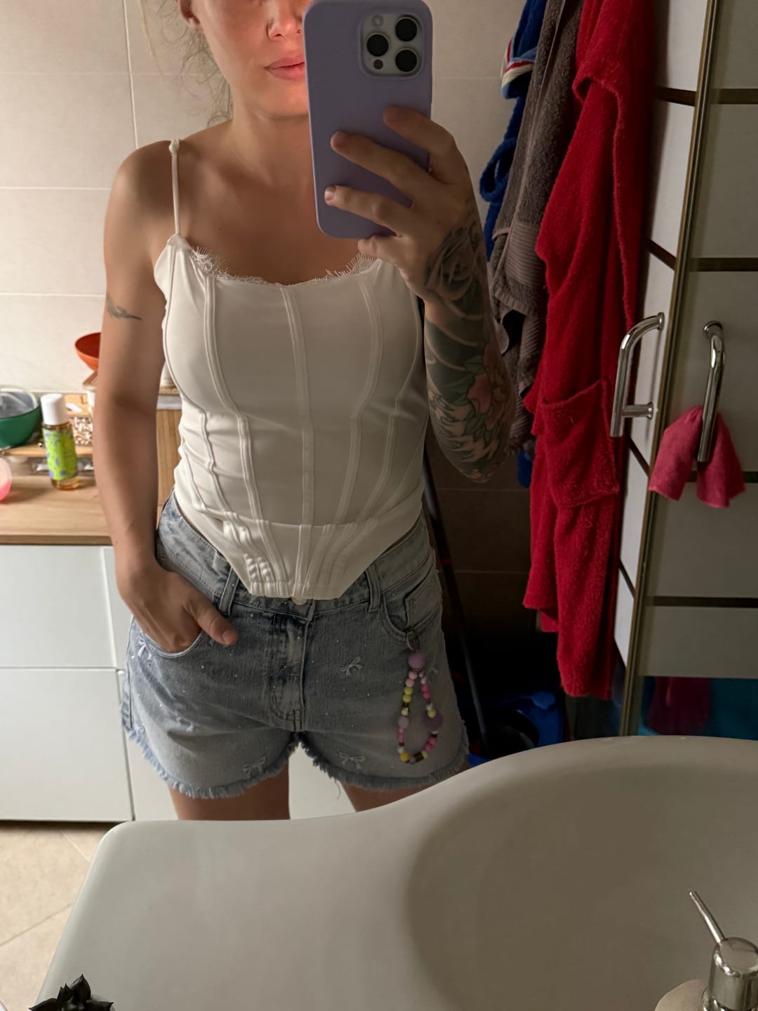 Customer photo review of Short Fiocchi in jeans con brillanti