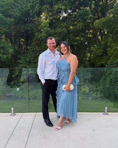 Customer photo review of Lorelie Halter Gown in Blue by AMUR - RENTAL