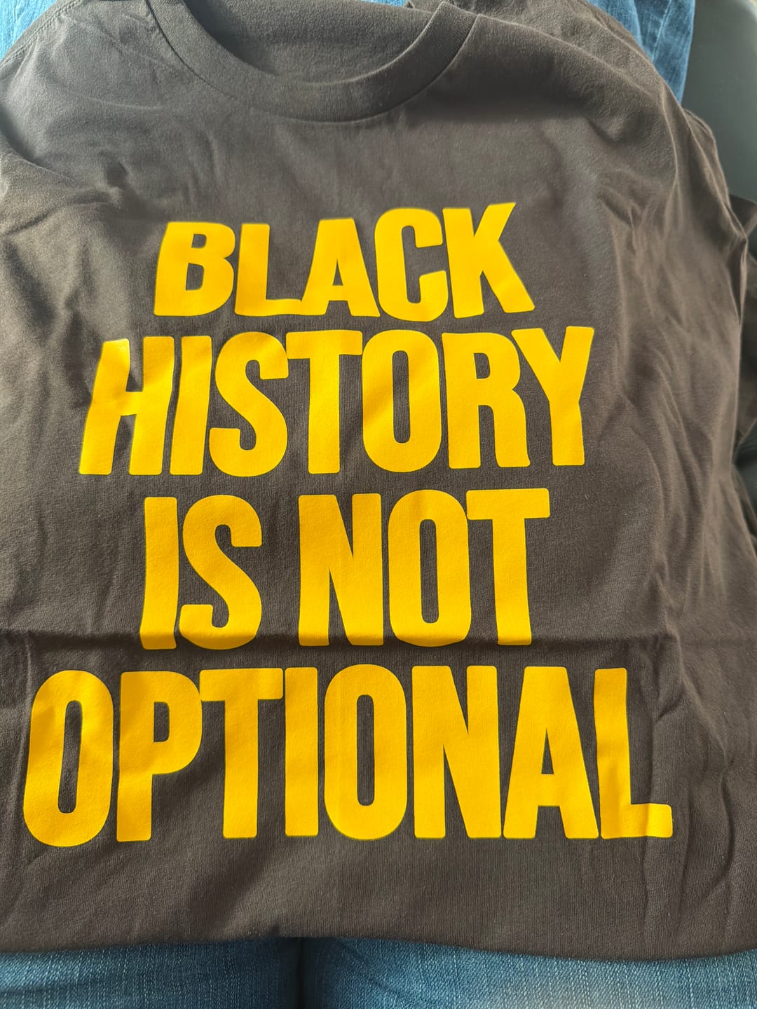 Customer photo review of Black History is Not Optional Unisex Tee