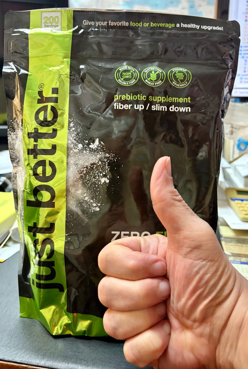 Customer photo review of 200 Serving Pouch (1200g) of just better.® prebiotic fiber