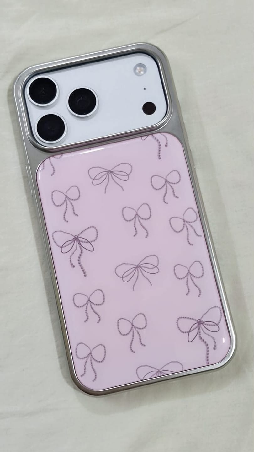 Customer photo review of Cute Pink Bow High Quality Silver Bumper Pre-Order iPhone Case