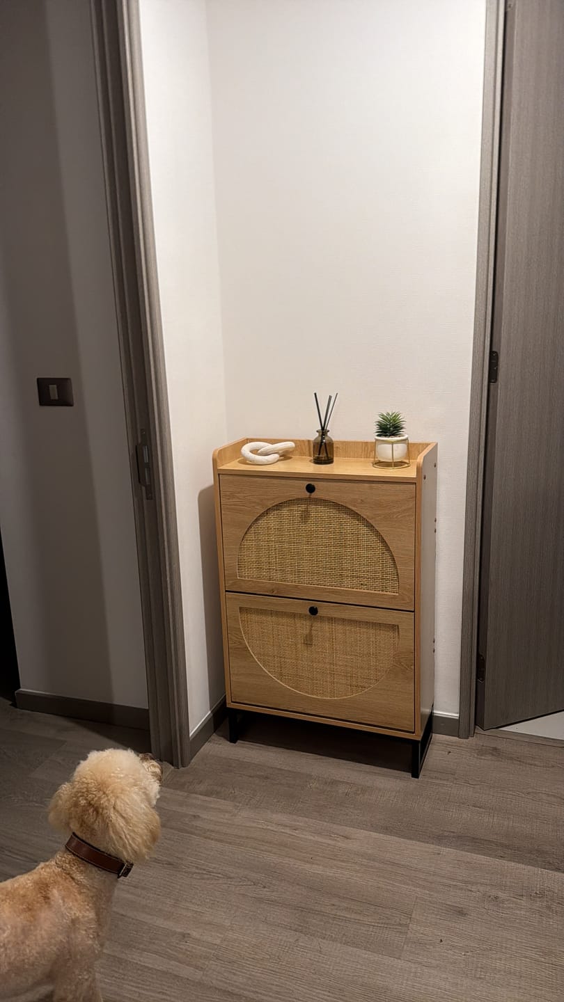 Customer photo review of Arrimo Zapatero Ratán Nórdico Organizador de Entrada con Almacenamiento Oculto