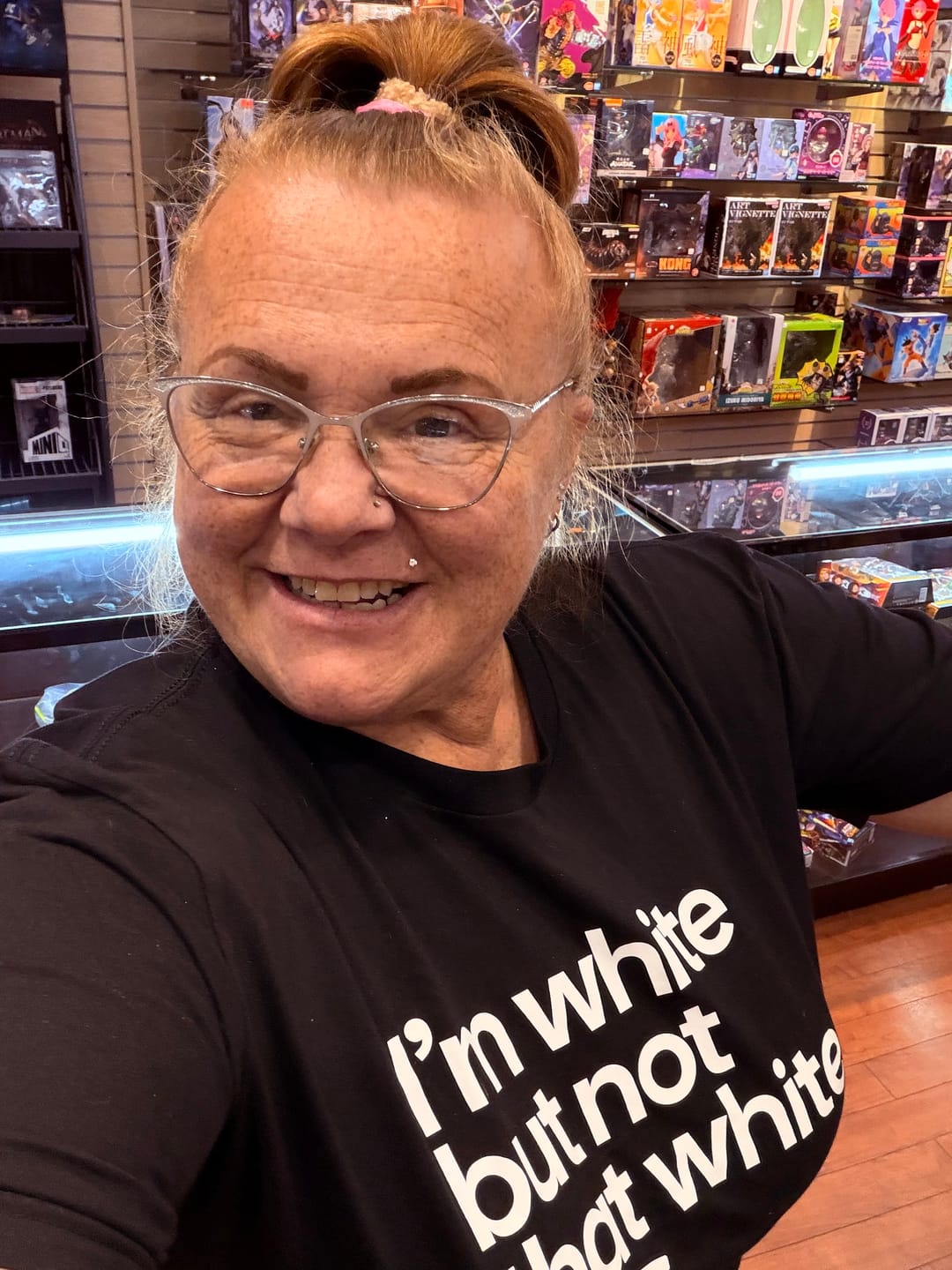 Customer photo review of I’m white but not that white Unisex Tee