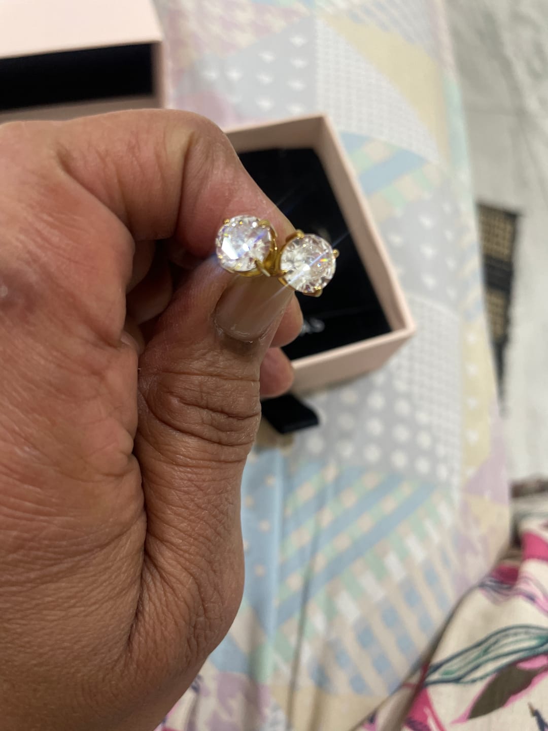 Customer photo review of Brilliant Crystal Solitaire Earrings