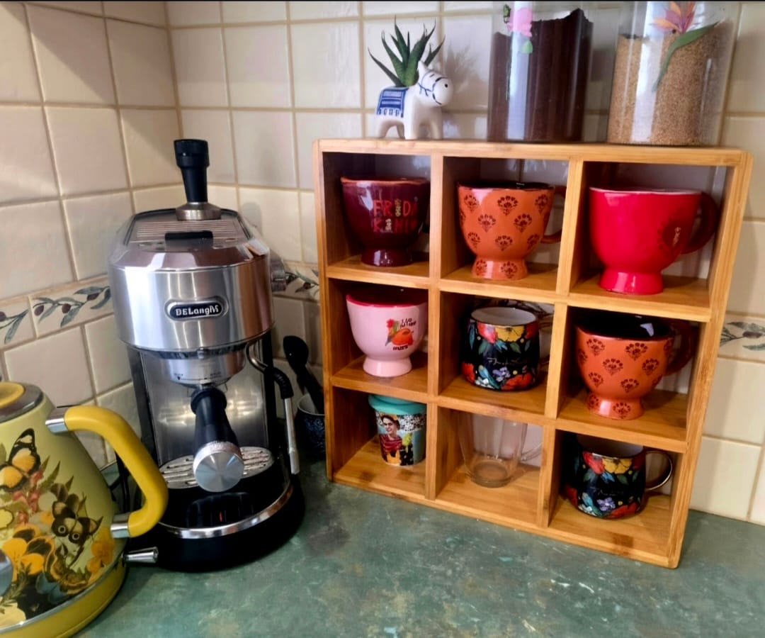 Customer photo review of Coffee Tea Mug Cup Display Shelf (9 Cube)