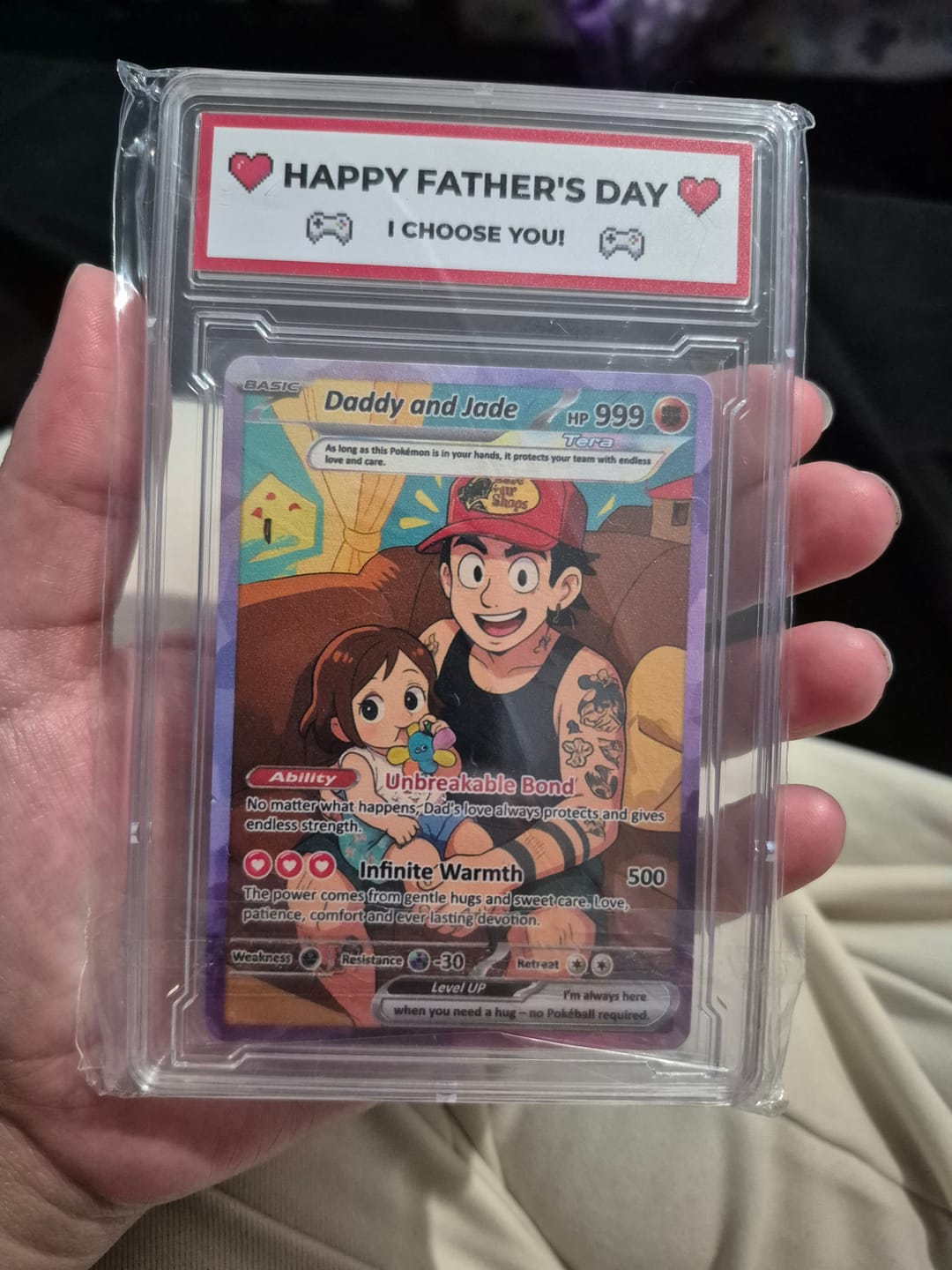 Customer photo review of Mother's Day Custom Pokemon Card  - Anime-Inspired Personalized Pokemon Card for Mom | Mommy & Me Customized Poke Gift - Customizable Trading Cards - CPC-32