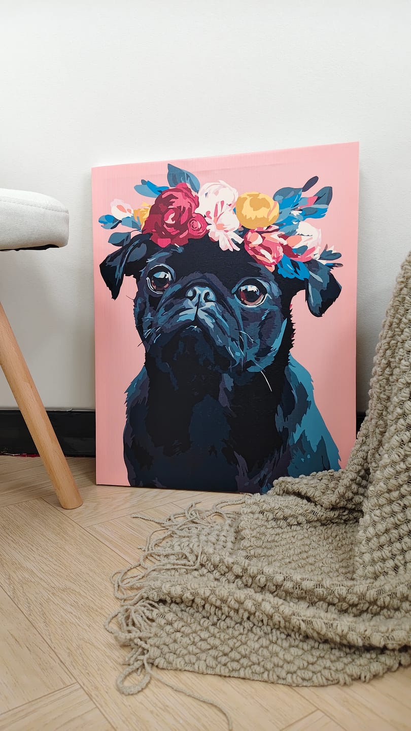Customer photo review of Black Pug Portrait | Paint by Number