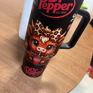 Customer photo review of Personalized Dr Pepper Highland Cow 40oz Tumbler With Handle Straw Lid Custom Name Leopard Red Bow Christmas Gingerbread Stainless Steel Insulated Mug Gift For Friends