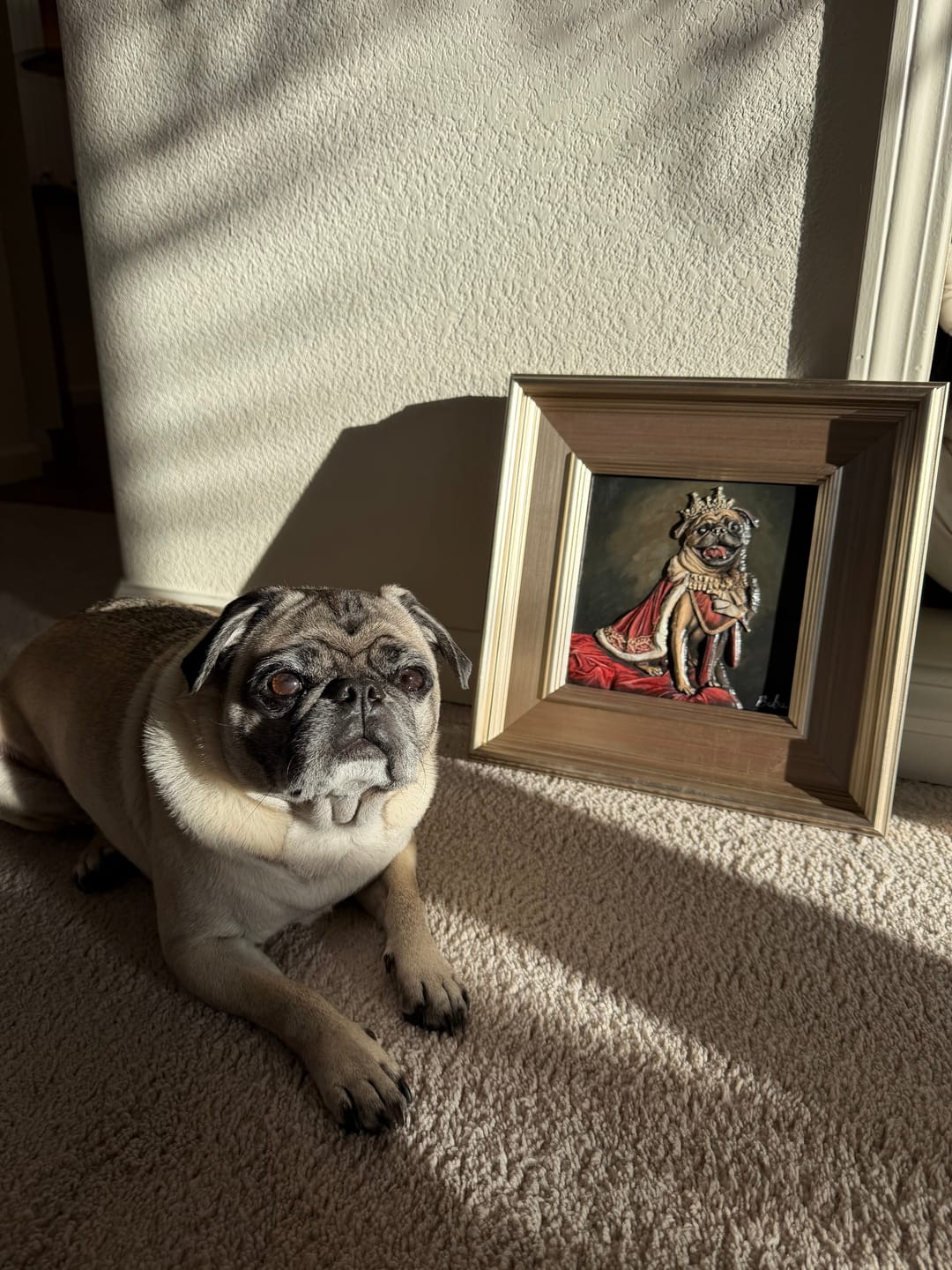 Customer photo review of The King | Hand-sculpted 3D Pet Portrait