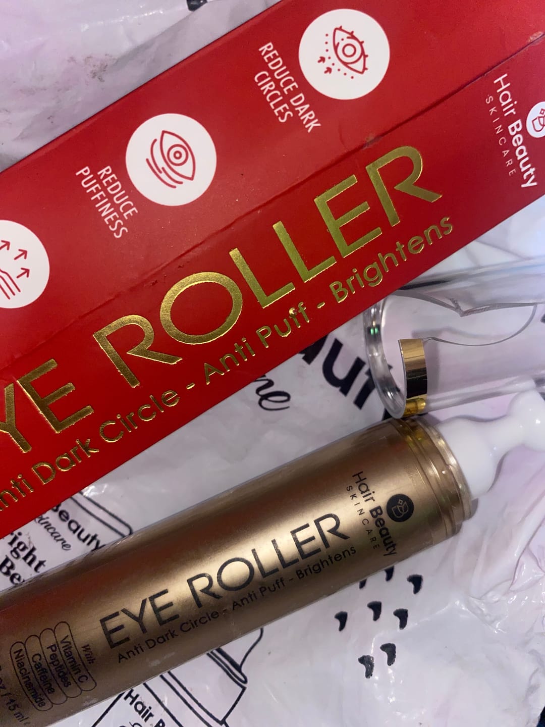 Customer photo review of Eye Roller | Eliminates Dark Circles & Puffy Eyes