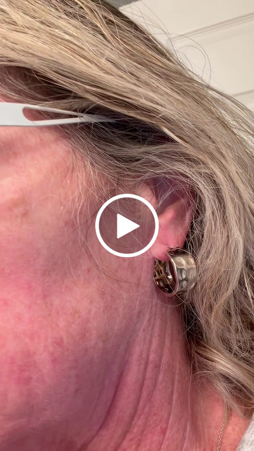 Customer video review of Letty 18k White Gold Plated 21mm Half Hoop Earrings