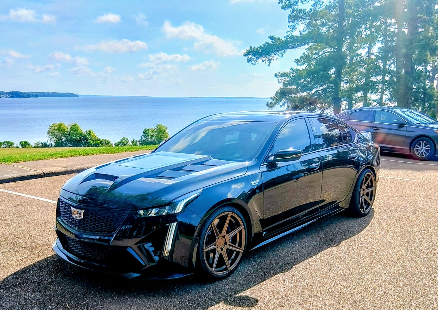 Customer photo review of 2020-2026 Cadillac CT5 / V-Blackwing Type-Terminator w/Glass Double Sided Gloss V-Shaped Dry Carbon Fiber Hood