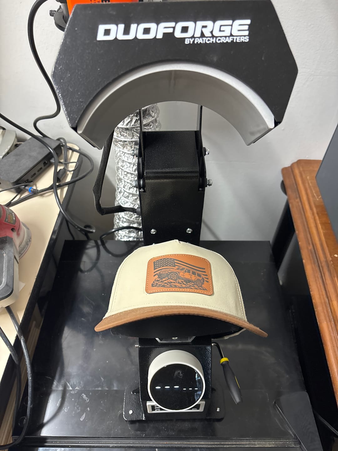 Customer photo review of DuoForge Automatic Dual-Heat platen Cap Heat Press