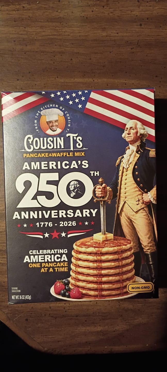 Customer photo review of Cousin T's 250th Anniversary Pancake & Waffle Mix
