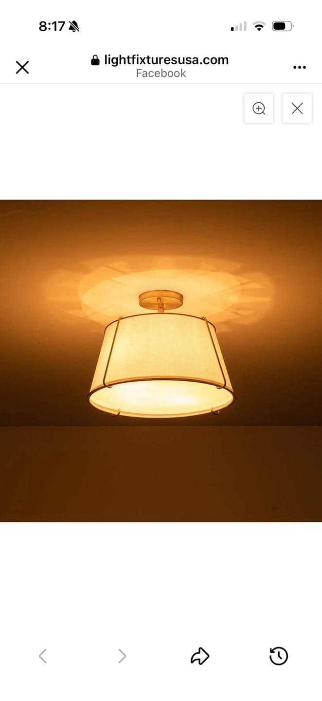Customer photo review of Contemporary Wide Linen Drum Brass Semi Flush Mount