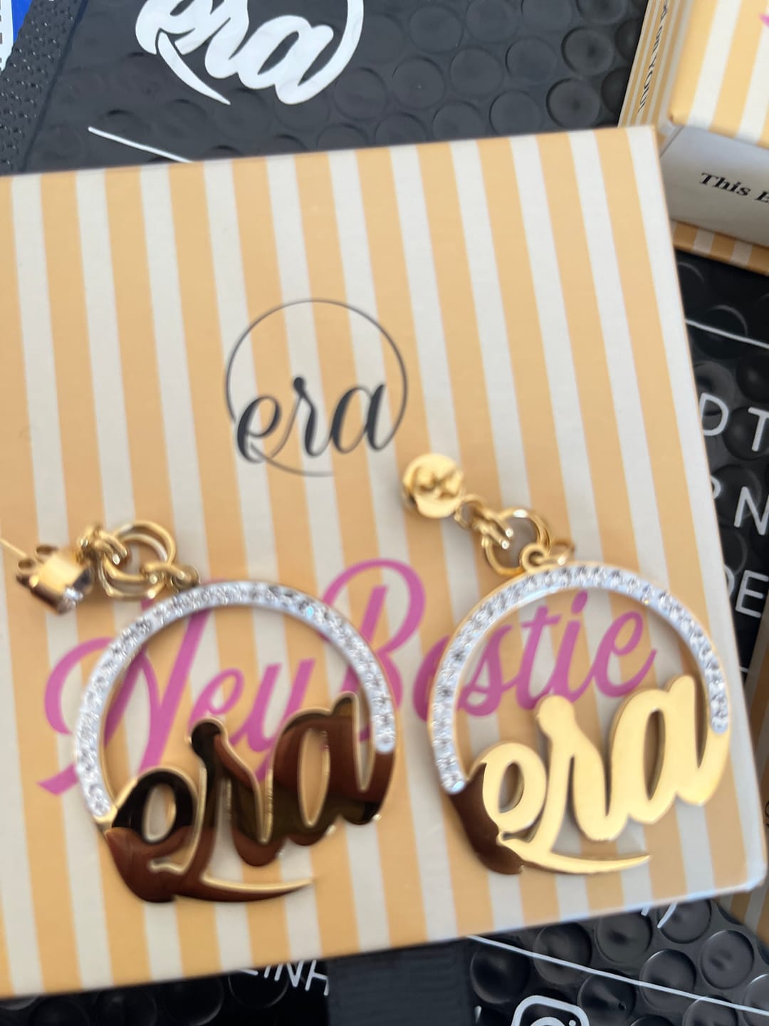 Customer photo review of Gold Muse Drop Hoops