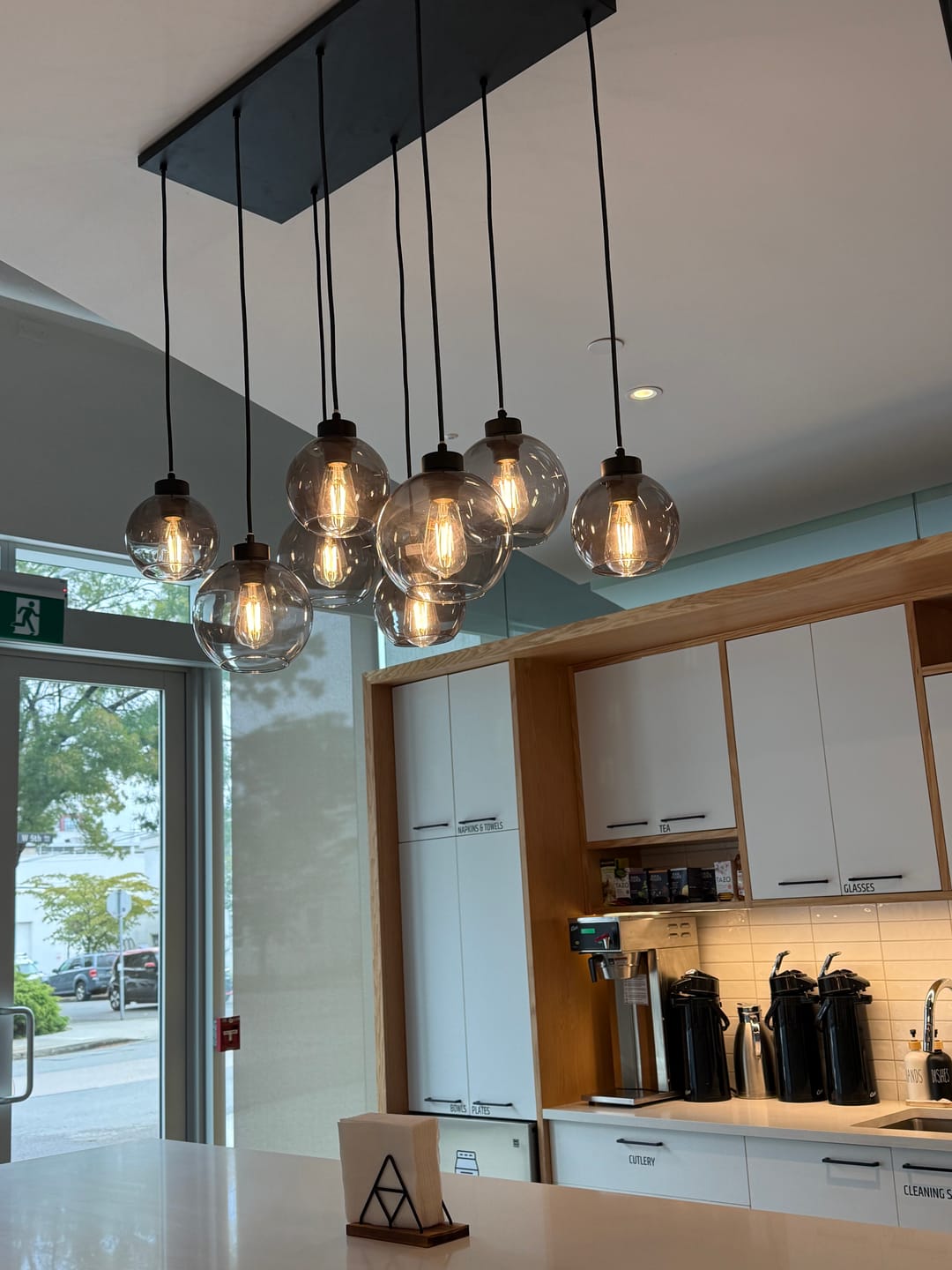 Customer photo review of CUBUS Graphite Glass Scandinavian Pendant Light Fixture for Kitchen Island, Dining Room & Living Room (8-Light)