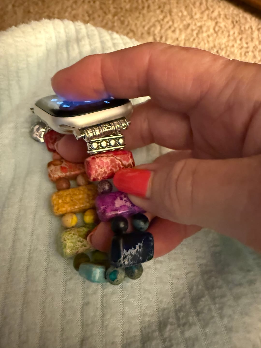 Customer photo review of Sacred Chakra Stretch Apple Watch Strap